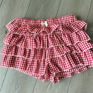 Red Gingham Ruffle Women’s Shorts
